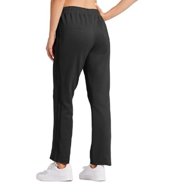 Women's Track Pants Warm Up Athletic Sweatpants Straight Leg w/Zipper Pockets - Picture 3 of 9